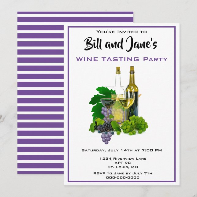Wine Tasting  Party Invitation (Front/Back)