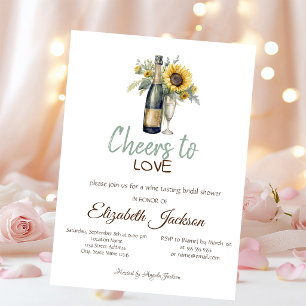 Wine Tasting Vintage Sunflowers Bridal Shower Invitation