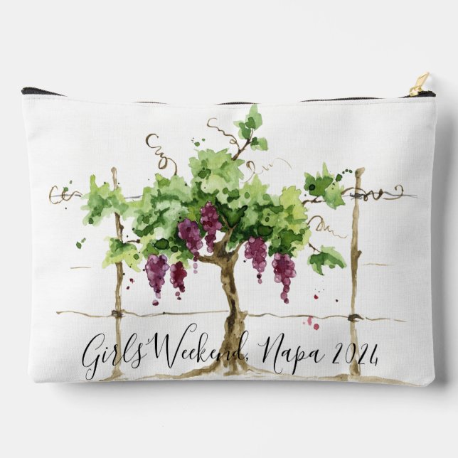 Wine Tasting Winery Vineyard Girls’ Weekend Accessory Pouch (Back)