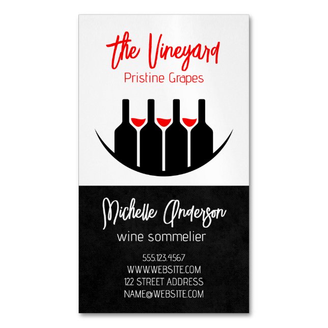Wine Tastings | Bottles and Glasses  Magnetic Business Card (Front Vertical)