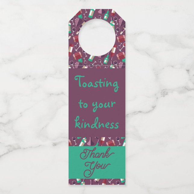 Wine Thank You Bottle Hanger Tag (Back)