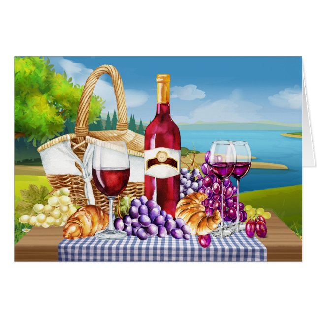 Wine Thank You, Thinking of You or Blank Note (Front Horizontal)