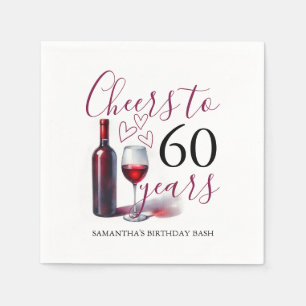 Wine Theme 60th Birthday Cocktail Napkins
