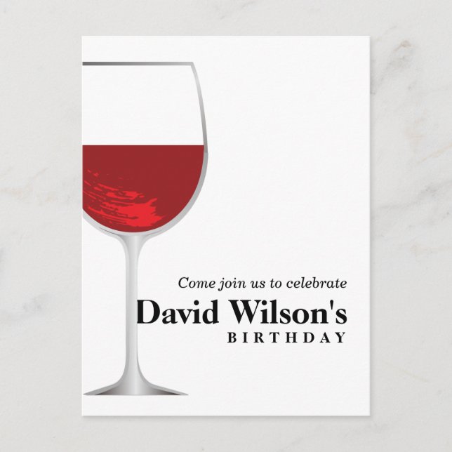wine theme , men birthday Postcard invitation (Front)