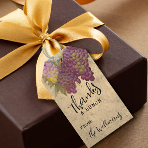 Wine Themed Birthday Thank You Vineyard Grapes Gift Tags