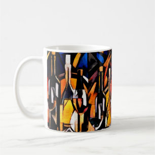 Wine themes in the style of cubism. Bottles, glass Coffee Mug
