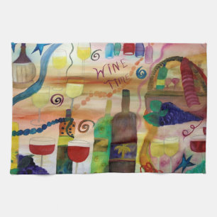 Wine time art bar and  kitchen towel