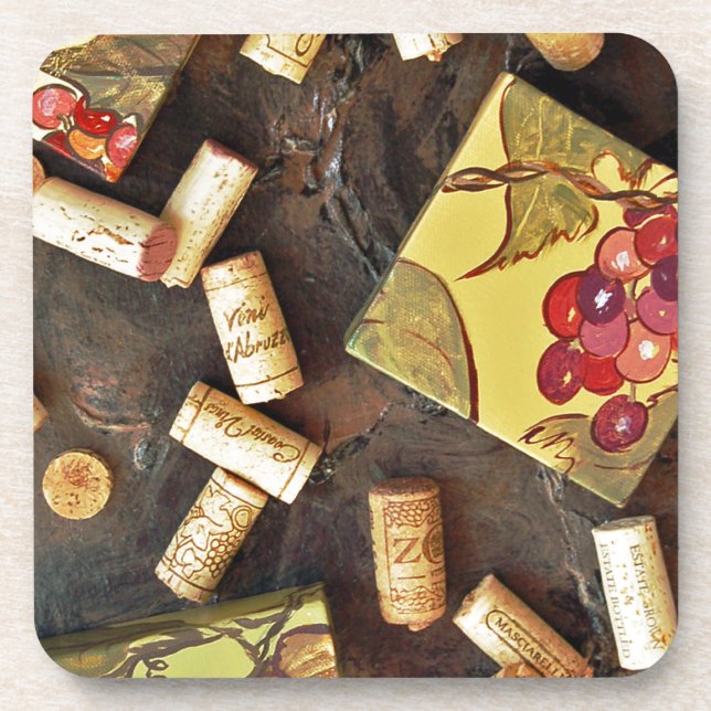 Wine Time Corks Coaster Set (Front)