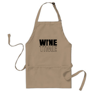 Wine Time: distressed typography with wine bottle Standard Apron