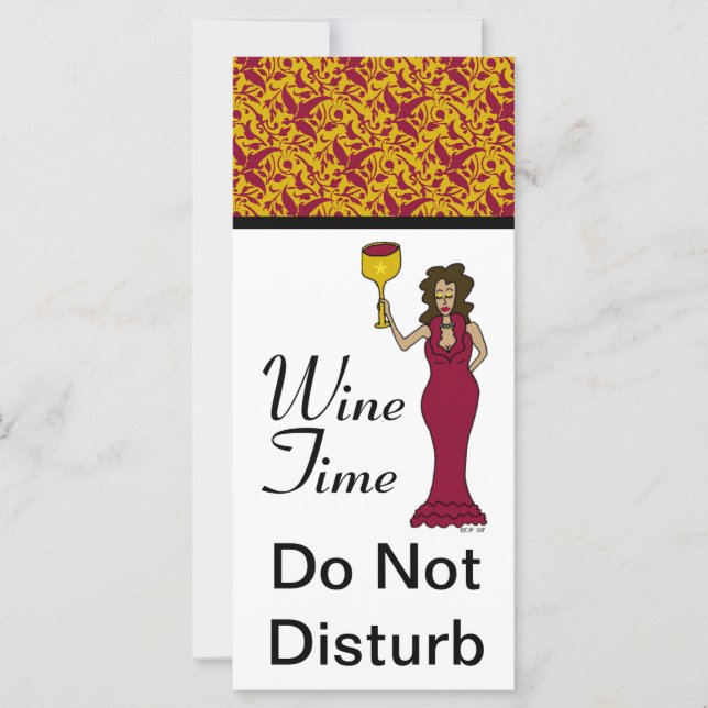 "Wine Time" Diva Damask Do Not Disturb (Front)