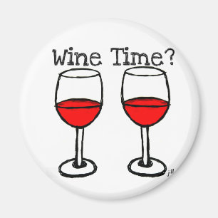 "WINE TIME?" RED WINE GLASSES PRINT MAGNET