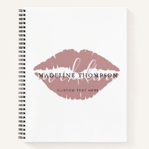 Wine Tinted Lips Calligraphy Script QR code Notebook