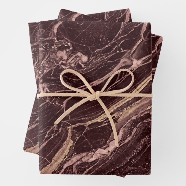 Wine Tone Marble Modern Refined Aesthetic Wrapping Paper Sheet (In situ)