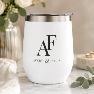 Wine Tumbler Custom Wedding Monogram Favour Gift