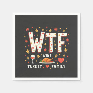WIne Turkey Family Funny Thanksgiving Napkin
