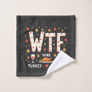 WIne Turkey Family Funny Thanksgiving Wash Cloth