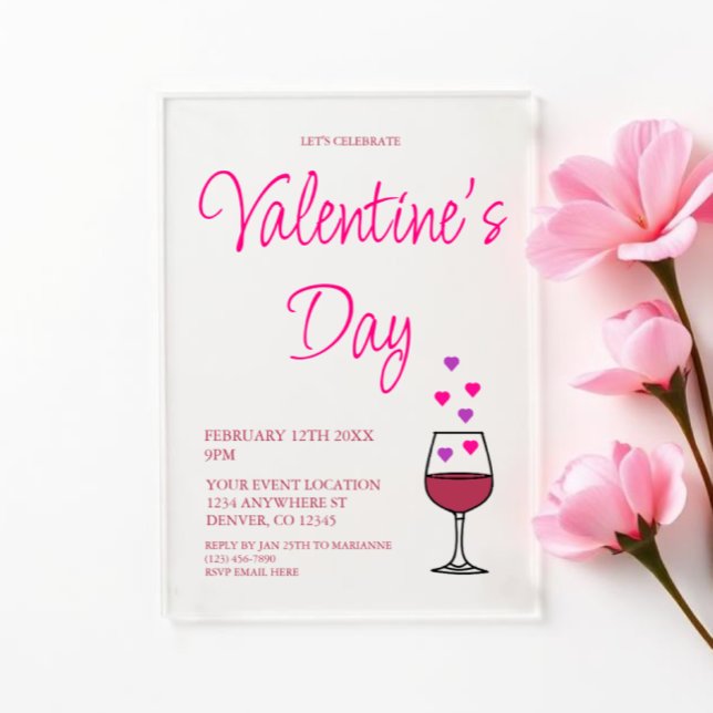 Wine Valentine's Day Party  Acrylic Invitations (Creator Uploaded)