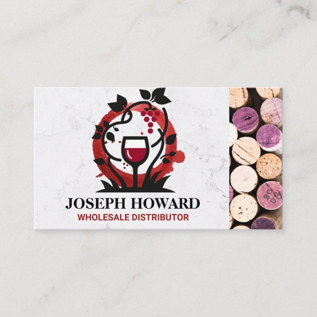 Wine Vine Glass Logo | Corks Business Card (Front)