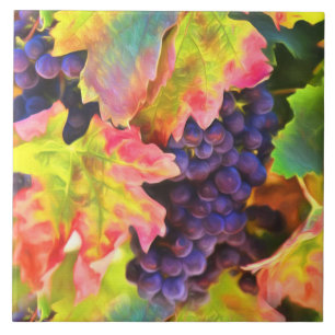 Wine Vineyard Autumn Colours Art Ceramic Tile