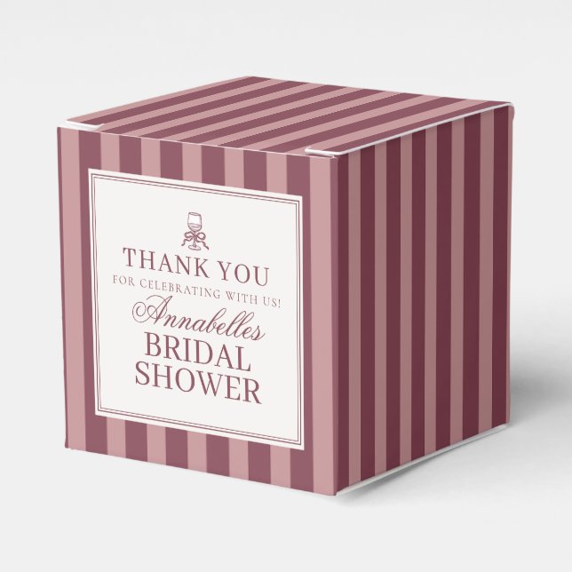 Wine Vineyard Club Old Money Striped Bridal Shower Favour Box (Front Side)