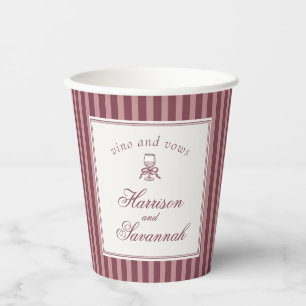 Wine Vineyard Club Old Money Striped Wedding Paper Cups