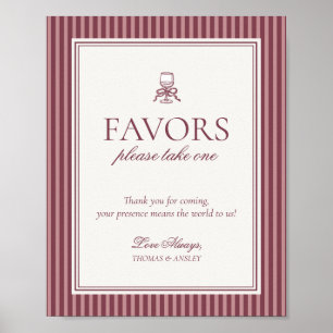 Wine Vineyard Club Old Money Wedding Favors Sign