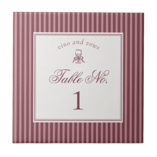 Wine Vineyard Club Old Money Wedding Table Number Ceramic Tile