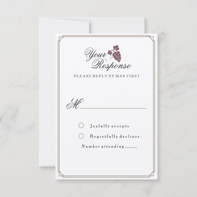 Wine Vineyard Modern Vintage RSVP Card (Front)