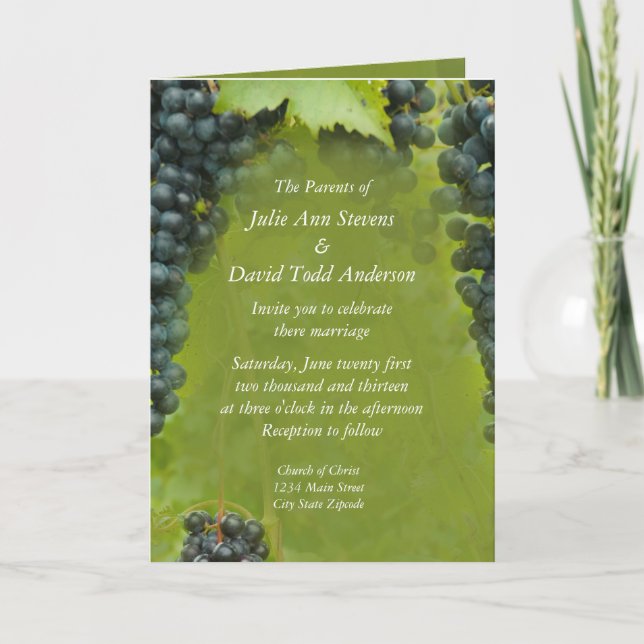 Wine Vineyard Theme Wedding Invitation (Front)