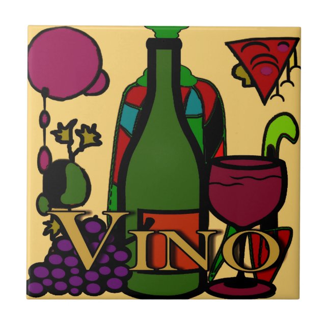 Wine, Vino Abstract Square Tile (Front)