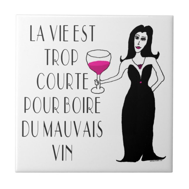 Wine Vixen Simply Wicked French Saying Tile (Front)