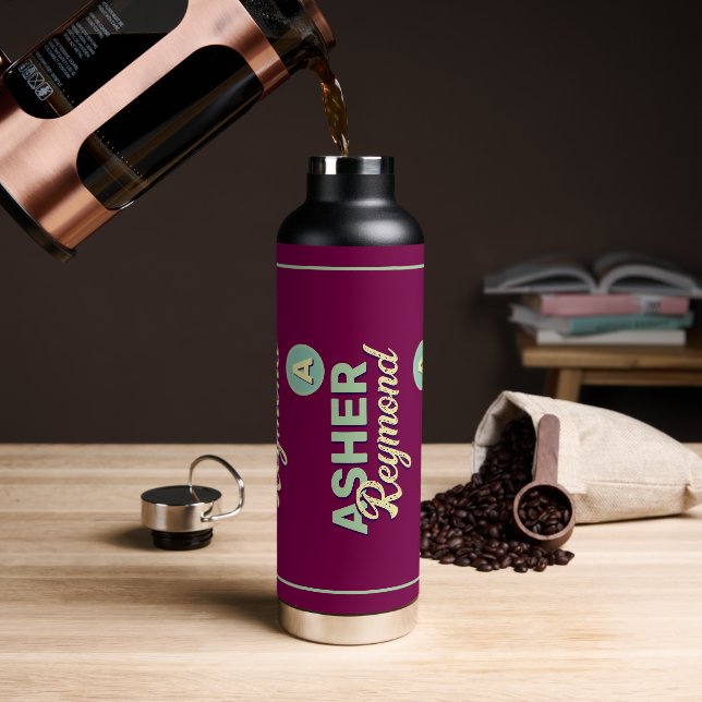 Wine Water Bottle with Name (Coffee)