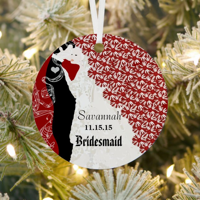 Wine Wedding Gown Bridesmaid Christmas Ornament (Insitu)