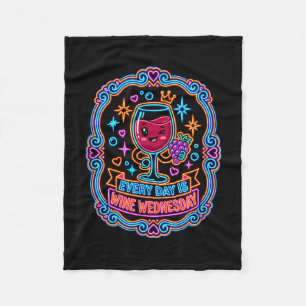 Wine Wednesday - Funny Wine Lover Humour Gift Fleece Blanket