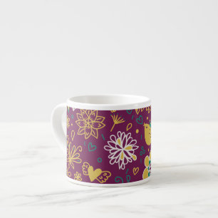 Wine Whimsical Birds and Flowers Espresso Cup