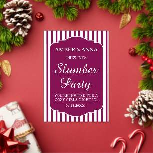WINE WHITE PEROSNALIZED NAME SLUMBER PARTY ACRYLIC INVITATIONS