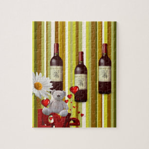 Wine White Teddy Bear Jigsaw Puzzle