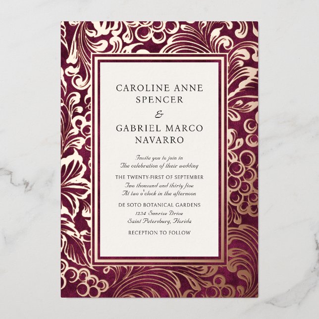 Wine Winery Vineyard Wedding Foil Invitation (Front)