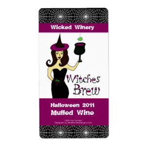 Wine Witch "Witches Brew" Halloween Wine Labels