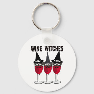 WINE WITCHES RED WINE GLASS WITCH PRINT KEY RING