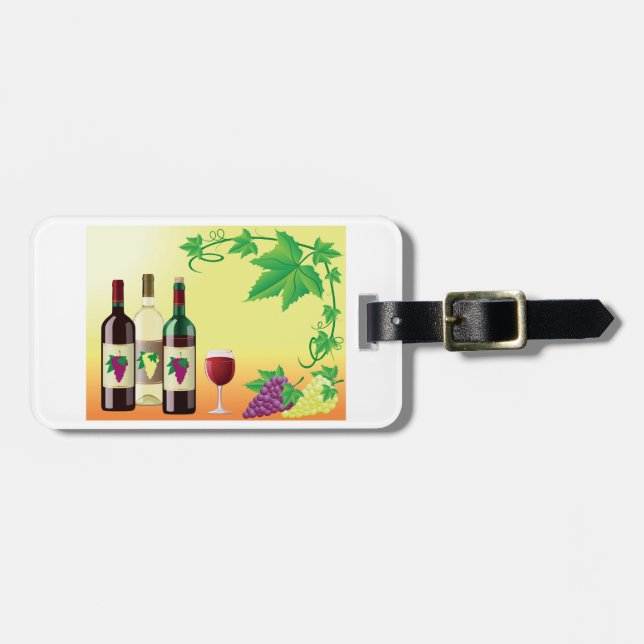 Wine With Grapes Luggage Tags (Front Horizontal)