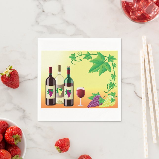 Wine With Grapes Paper Napkins (Creator Uploaded)