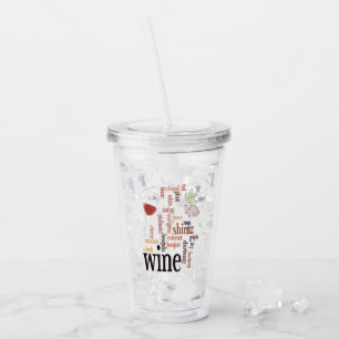 Wine Word  Cloud Design Acrylic Tumblers