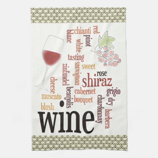 Wine Word Cloud Design Kitchen Towel (Vertical)