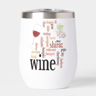 Wine Word Cloud Design Thermal Wine Tumbler