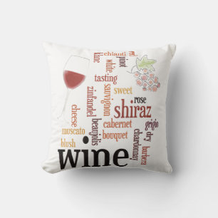 Wine  Word Cloud Throw Pillow