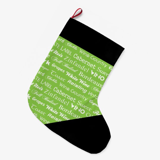 WINE WORDS LARGE CHRISTMAS STOCKING (Front (Hanging))