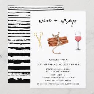 Wine & Wrap Christmas Gift wrapping Party Invitation