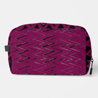 Wine Zigzag Abstract Design Dopp Kit
