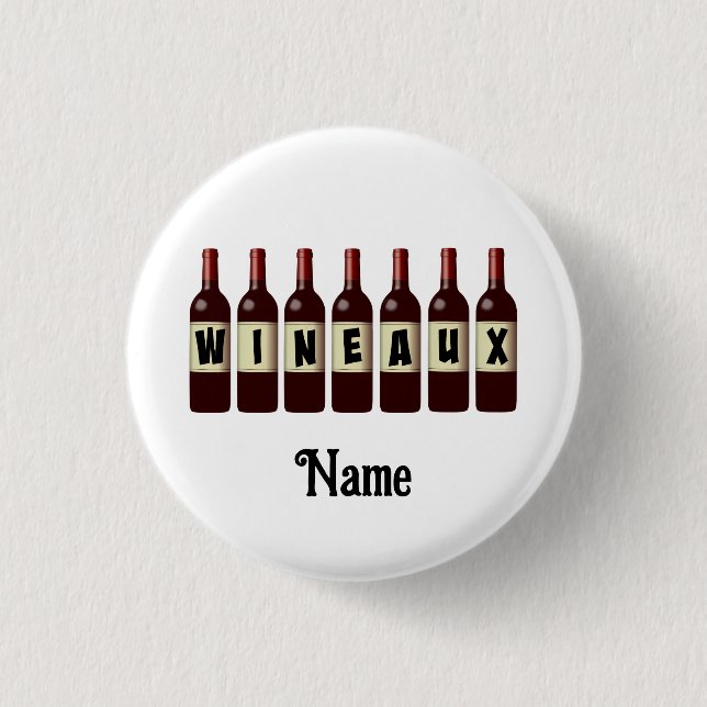 Wineaux Red Wine Bottle Lineup Customised 3 Cm Round Badge (Front)